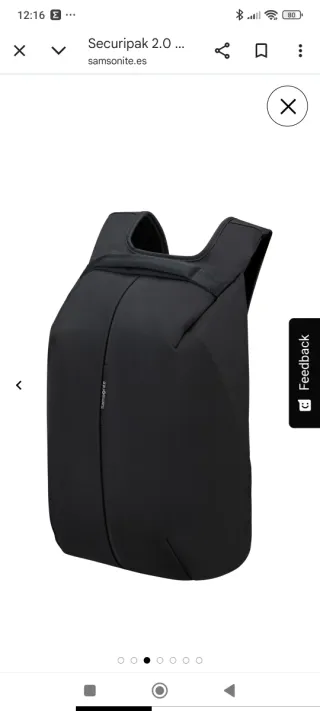 Mochila Samsonite Securipak 2.0 Negra Nueva