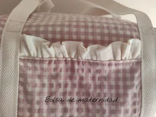 Bolsa maternidad/viaje cuadros rosa