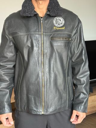 Chaqueta Cuero Hombre  Negra