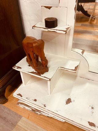 Mueble recibidor antiguo madera y cristal