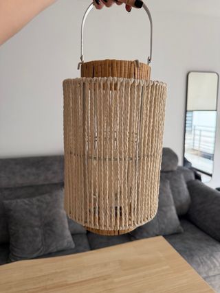 Farolillo portavelas tejido y metal