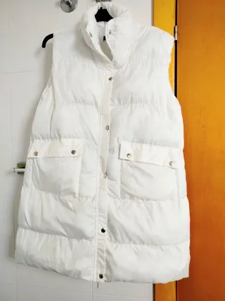 Chaleco largo acolchado blanco Talla 40