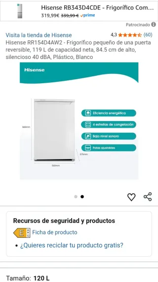 Nevera Hisense pequeña blanca