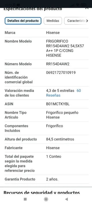 Nevera Hisense pequeña blanca