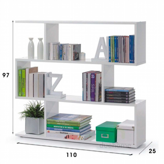 Estantería Baja Zig Zag. Blanco Brillo