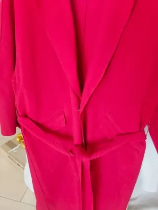 Abrigo largo cinturón Mango lana rojo gabardina