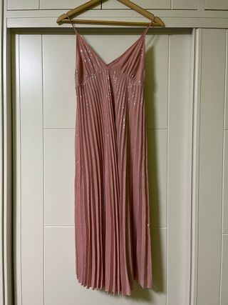 Vestido lentejuelas rosa Zara Talla S