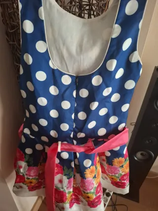 Vestido azul lunares y flores talla 12