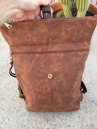 Mochila de piel italiana marrón