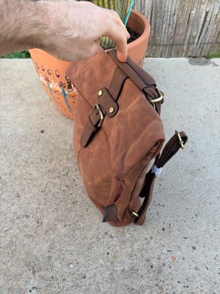 Mochila de piel italiana marrón