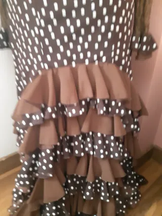 Vestido Flamenco Marrón Lunares Blancos