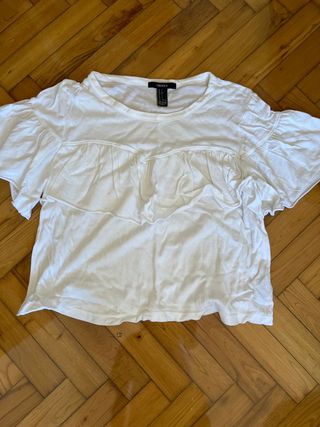 Top Forever 21 blanco volantes