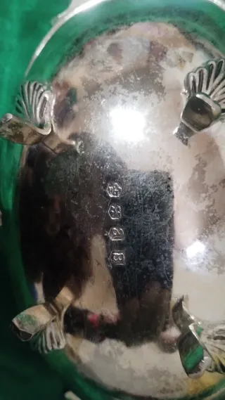 Piccola fruttiera in rame con argentatura