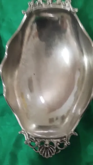 Piccola fruttiera in rame con argentatura