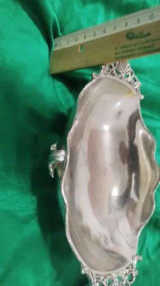 Piccola fruttiera in rame con argentatura