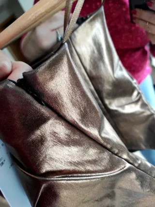 Top bronce Zara dorado cobre fiesta noche brillo