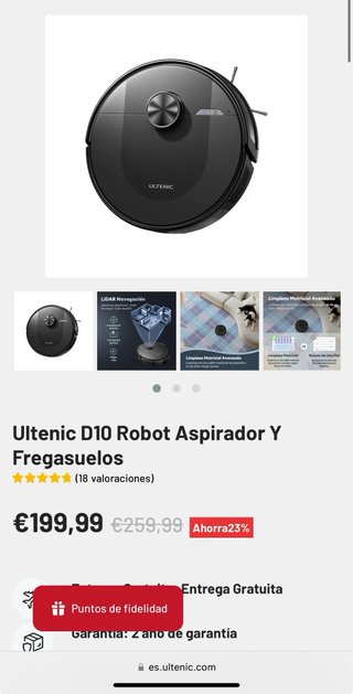 Robot Aspirador y Fregasuelos ultenic