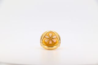 SELLO REDONDO MEDUSA NACAR GRECA CIRCONITAS Oro18K