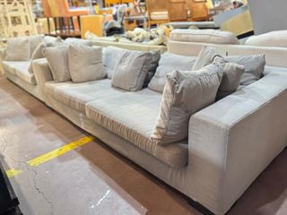 Conjunto Sofás Tela Beige/Gris