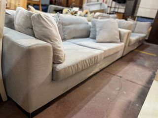 Conjunto Sofás Tela Beige/Gris