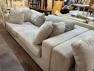 Conjunto Sofás Tela Beige/Gris