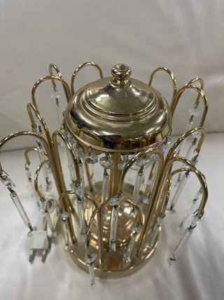 Lampada Vintage in Metallo Dorato con Cristallo