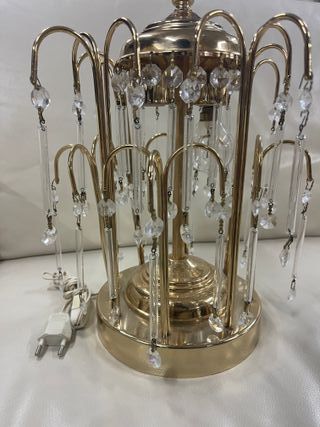 Lampada Vintage in Metallo Dorato con Cristallo