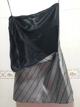 Mango Vestido fiesta plateado Talla S