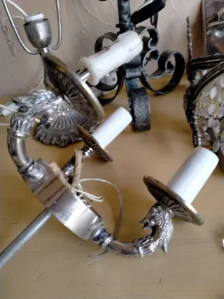 Lote lamparas antiguas tono plata