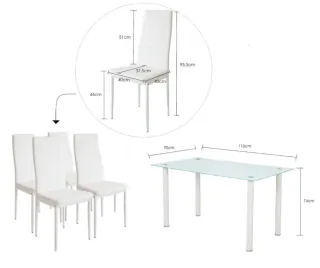 Mesa Comedor Cristal Templado 4 Sillas 663687306in