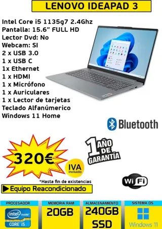 Portátil Lenovo IdeaPad 3 Intel Core i5