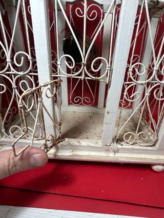 Jaula Decorativa Madera y Alambre Blanca