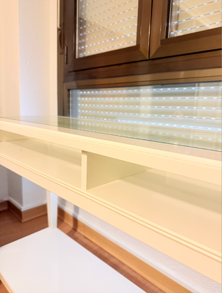 Mesa consola recibidor cristal y madera