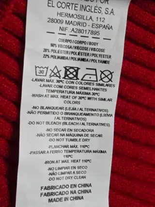 Jersey mujer canalé rojo talla M