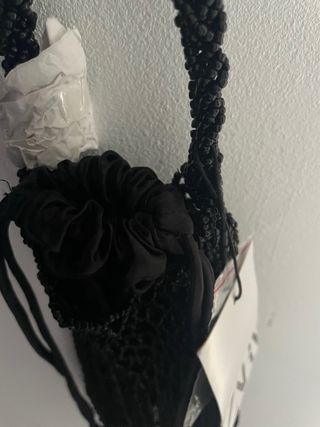 Bolso Zara abalorios flecos negro