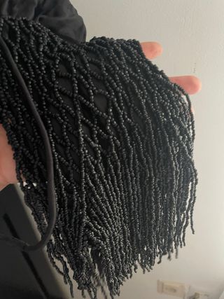 Bolso Zara abalorios flecos negro