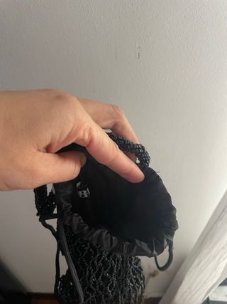 Bolso Zara abalorios flecos negro