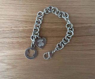 Pulsera Tous Corazón y Oso Plateada