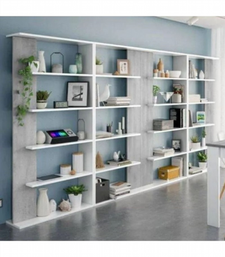 Estantería 5 Baldas. Blanco Artik/Cemento