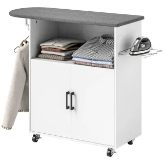 Mueble de Planchar con Ruedas 125x43,5x102,5 cm