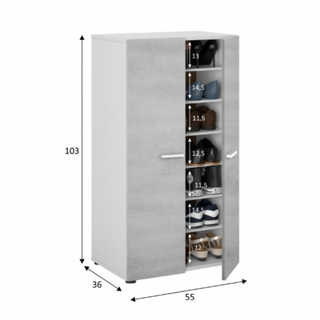 Zapatero 2 Puertas. Cemento/Blanco.