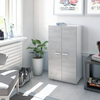 Zapatero 2 Puertas. Cemento/Blanco.