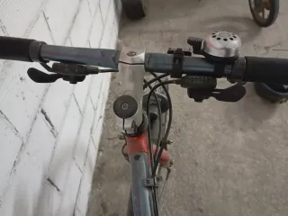 Bicicleta  roja y gris.