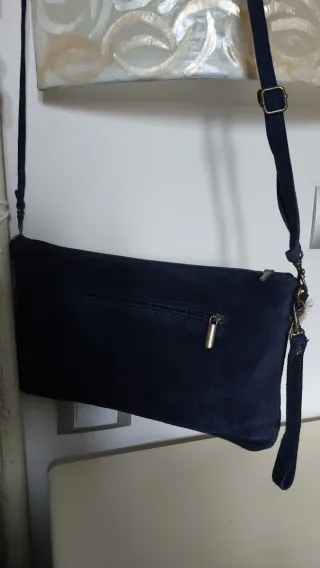Bolso ante azul marino de bandolera y mano