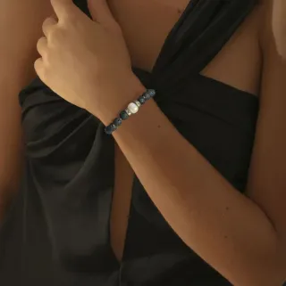 Pulsera Lava Volcánica Canarias y Perla Barroca