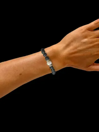 Pulsera Lava Volcánica Canarias y Perla Barroca
