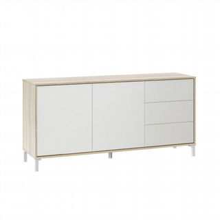 Aparador 2 Puertas 3 Cajones. Blanco Artik/Roble