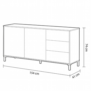Aparador 2 Puertas 3 Cajones. Blanco Artik/Roble