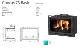 Chimenea de ladrillo con puerta de cristal