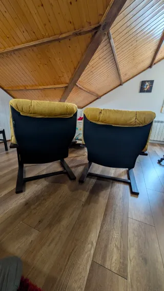 2 Sillones Relax Tela y Madera